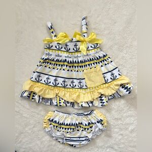 Nautical Yellow and Blue Kids Dress Set
